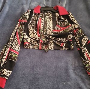 Cheatah crop blouse. Only whared once.
